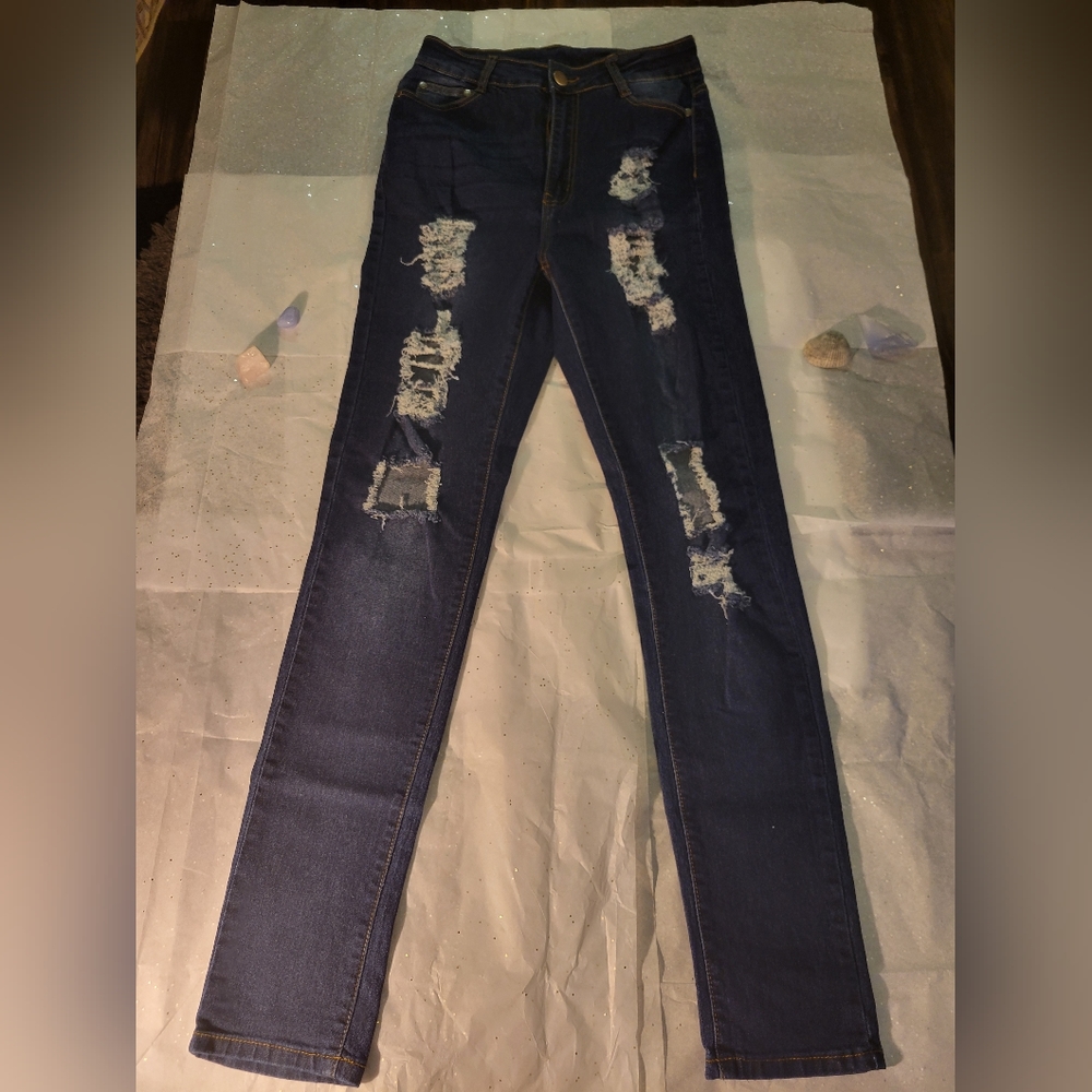 Fashion Nova Drive To The Ocean Jeans Dark Blue Denim size 11/12